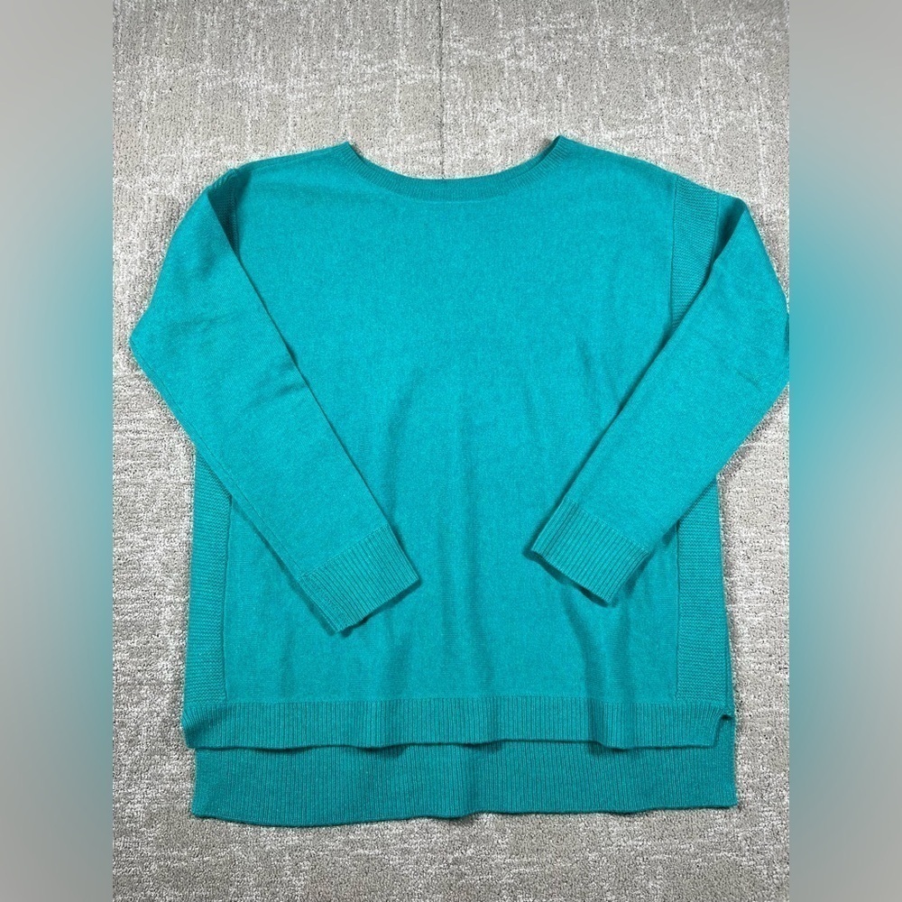 J. Crew 100% Italian Cashmere Crew Neck Teal Long Sleeve Luxury Sweater Womens S
